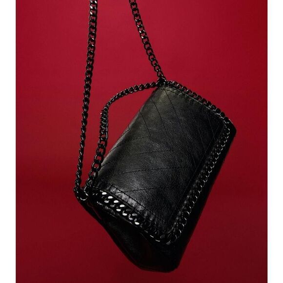 NWT~ALDO Black Kayleyyx Chain Accent Rock Inspired Shoulder/Crossbody Handbag - Picture 11 of 11